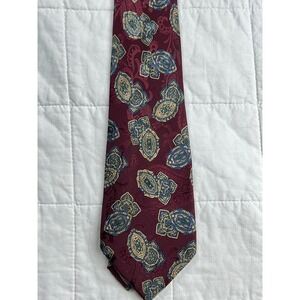 Mens Silk Tie Burgundy Paisley Made in Italy Designer‎ Necktie